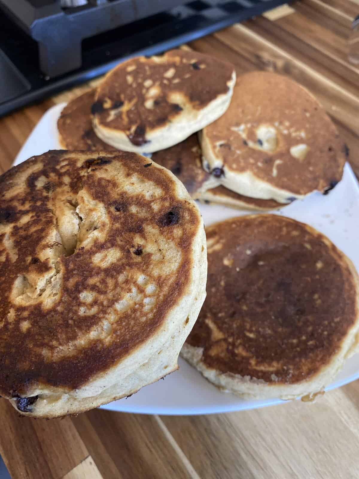 plate of chocolate chip pancakes
