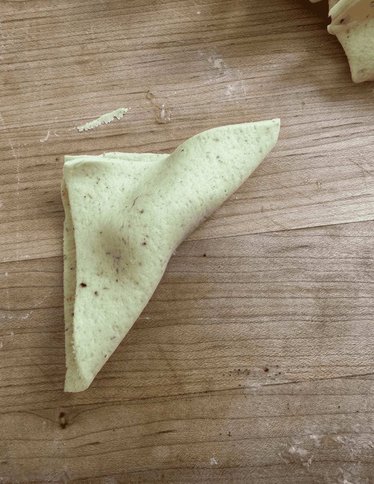 Fried Wonton Shaping Step 2 fold opposite sides over the filling