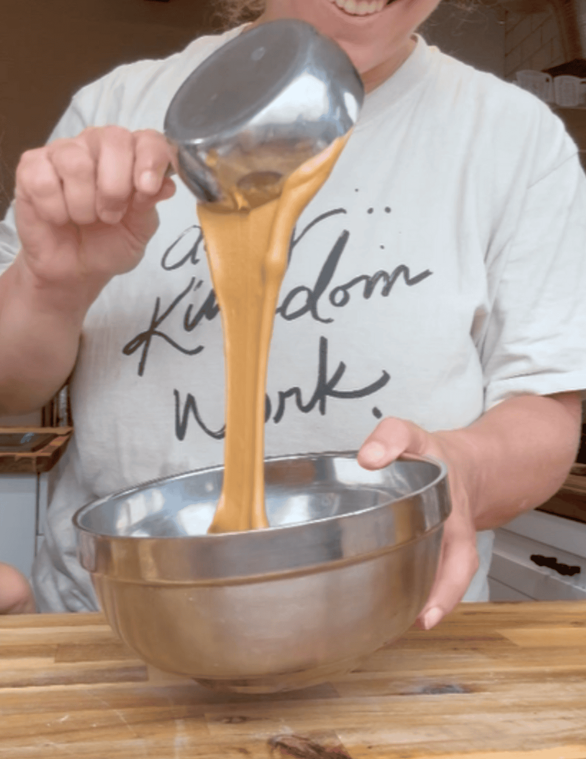 Triple layer dessert cake peanut butter mixture