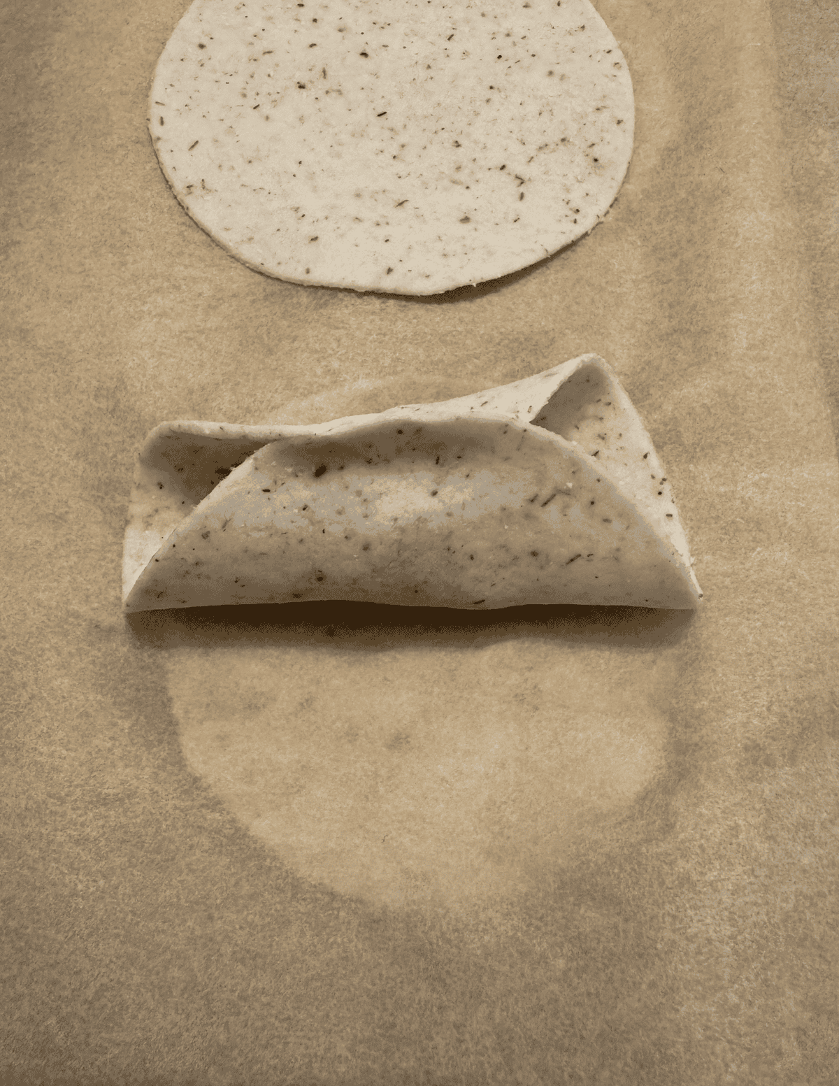 folding a gluten free dumpling step 1 connecting opposite sides