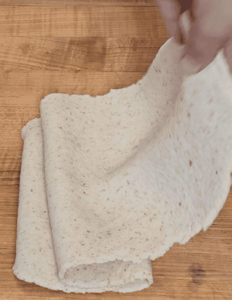 gluten free dumpling dough folded and pliable.