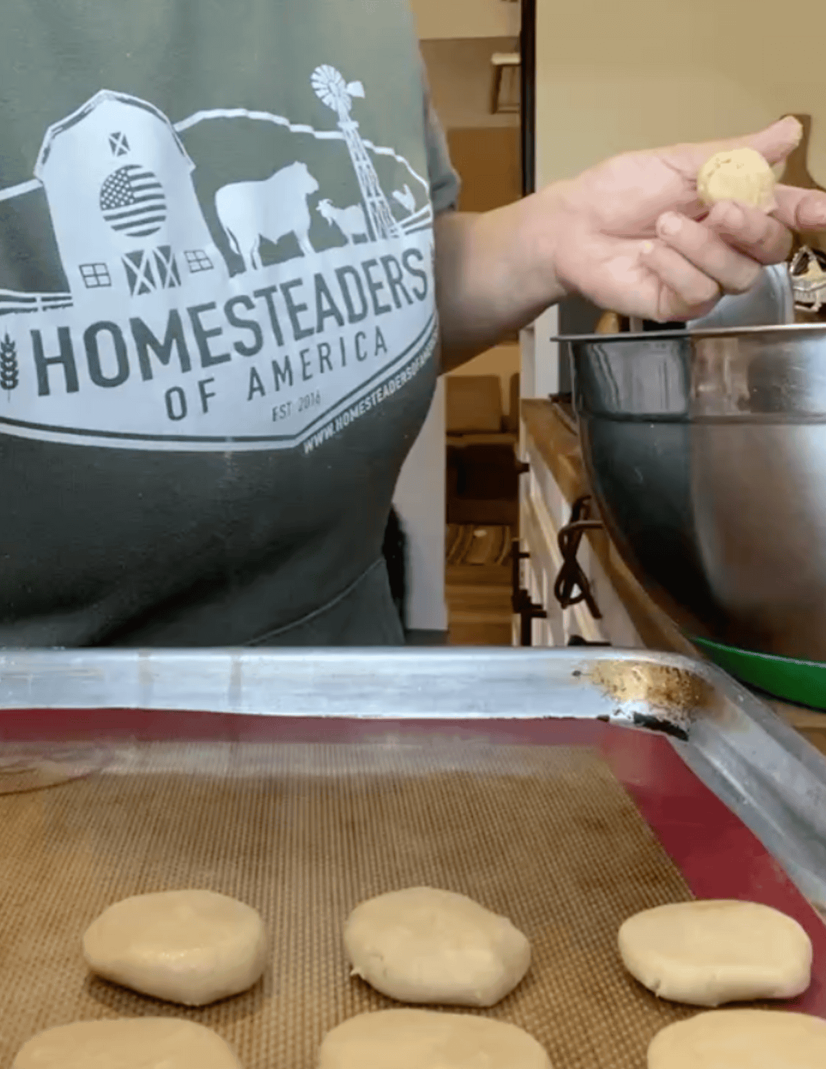 rolling Nilla wafer dough into a ball