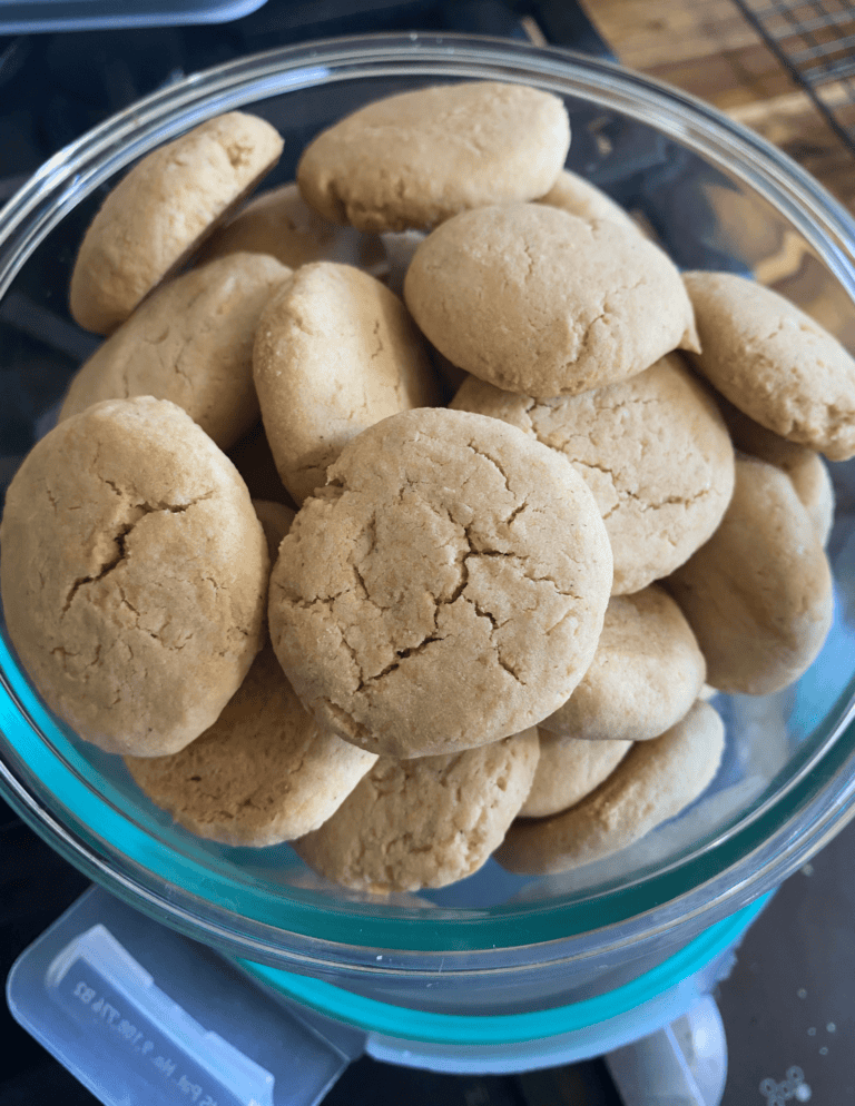 Baked gluten free Nilla wafer cookies ready to enjoy piled in a dish