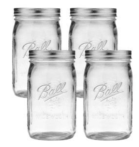 four mason jar glasses (ball brand)