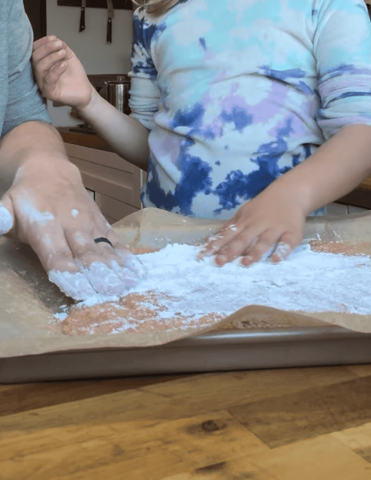 gluten free chicken dough covered in arrowroot powder