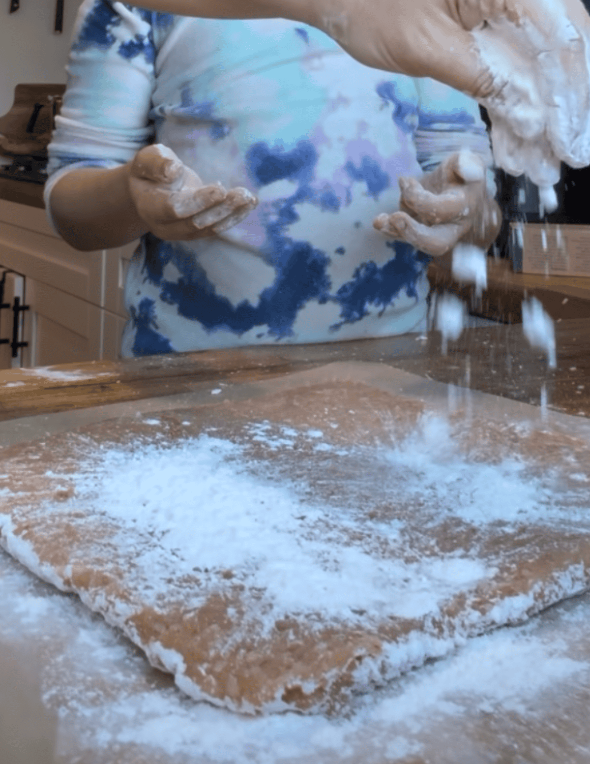 gluten free chicken dough covered in arrowroot powder