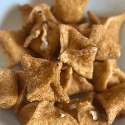 gluten free crab rangoon in a pile