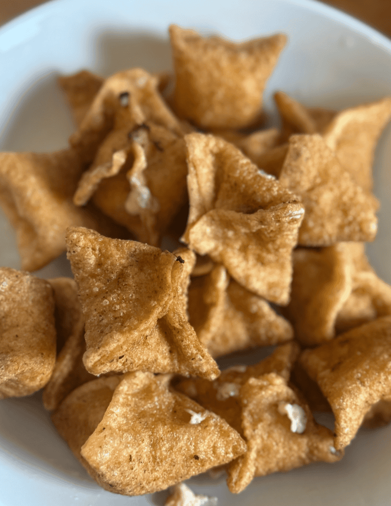 gluten free crab rangoon in a pile