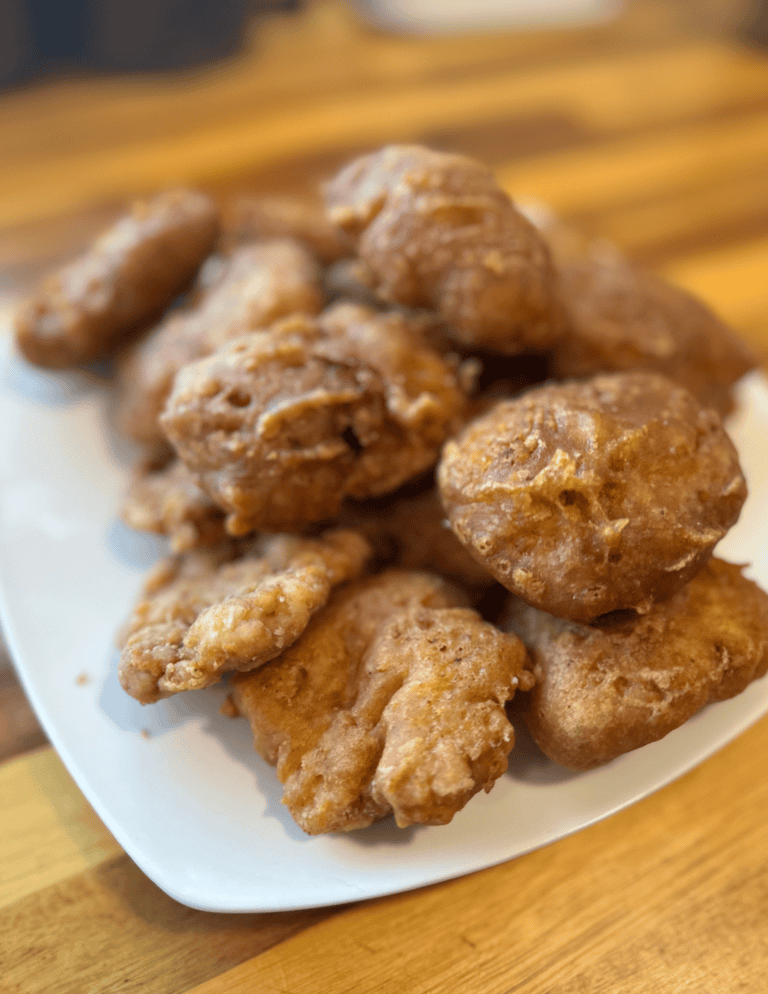 Plate of gluten free fried chicken nuggets.