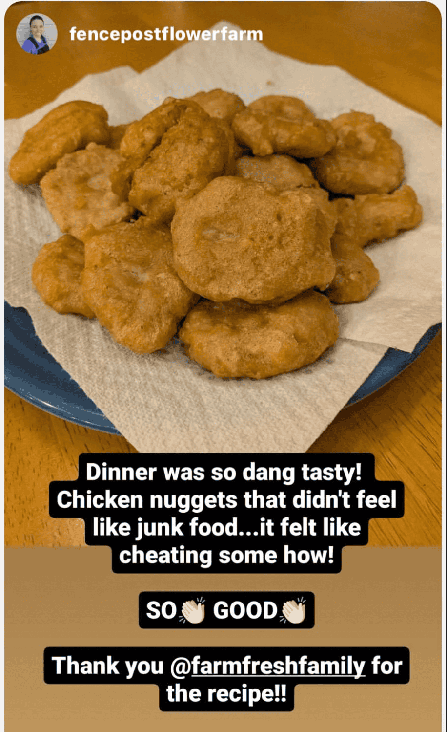 Chicken nugget testimonial