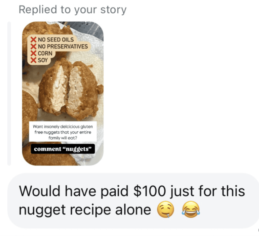 Chicken nugget testimonial