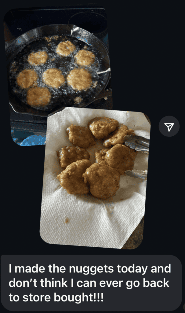 Chicken nugget testimonial