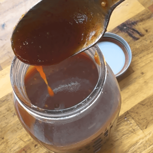 bbq sauce on a spoon