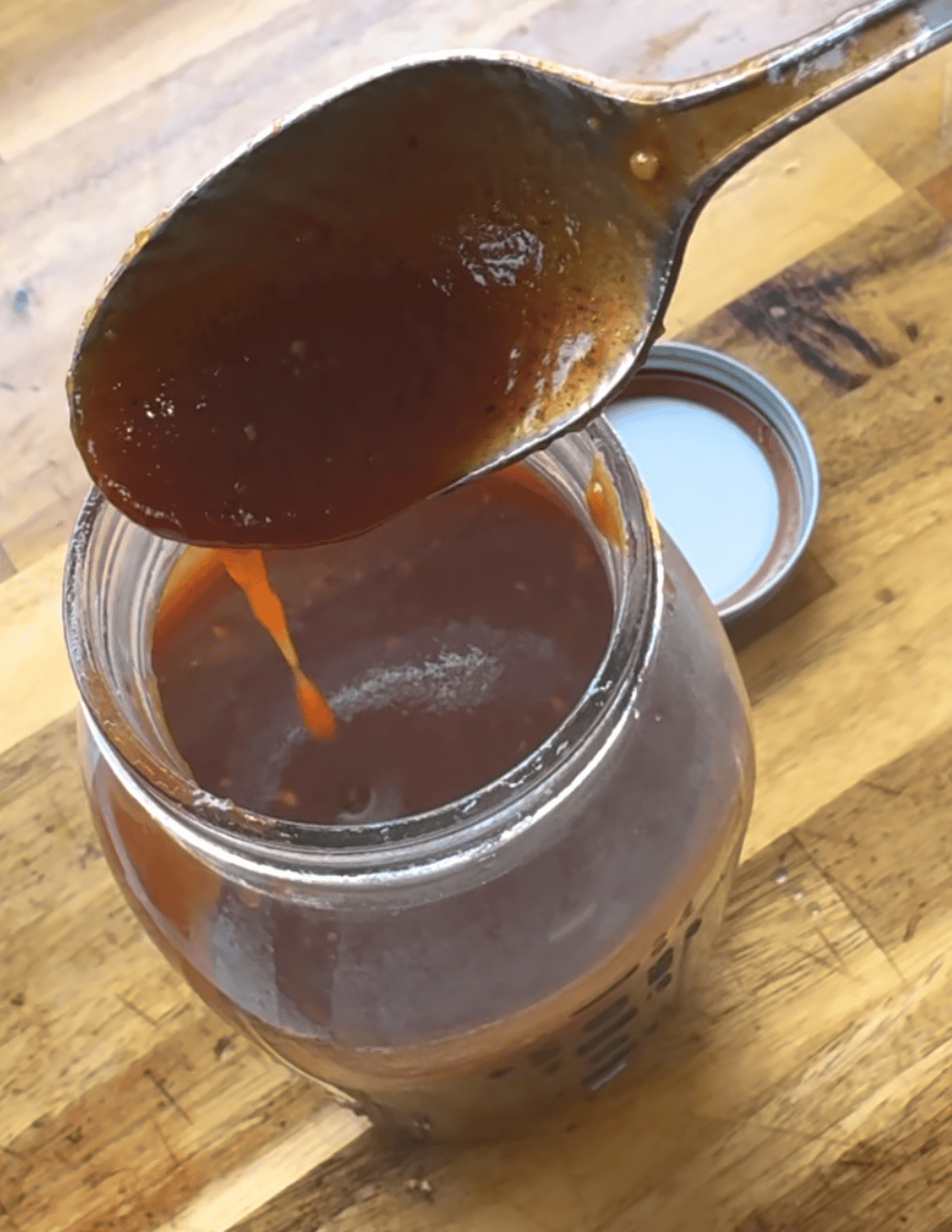 bbq sauce on a spoon