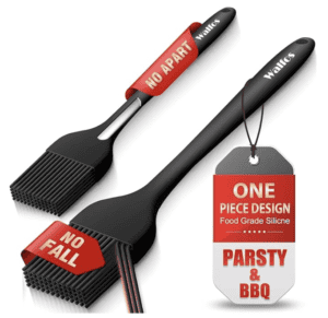 Silicone basting brushes with "No Fall" and "No Apart" design, ideal for BBQ and pastry cooking.