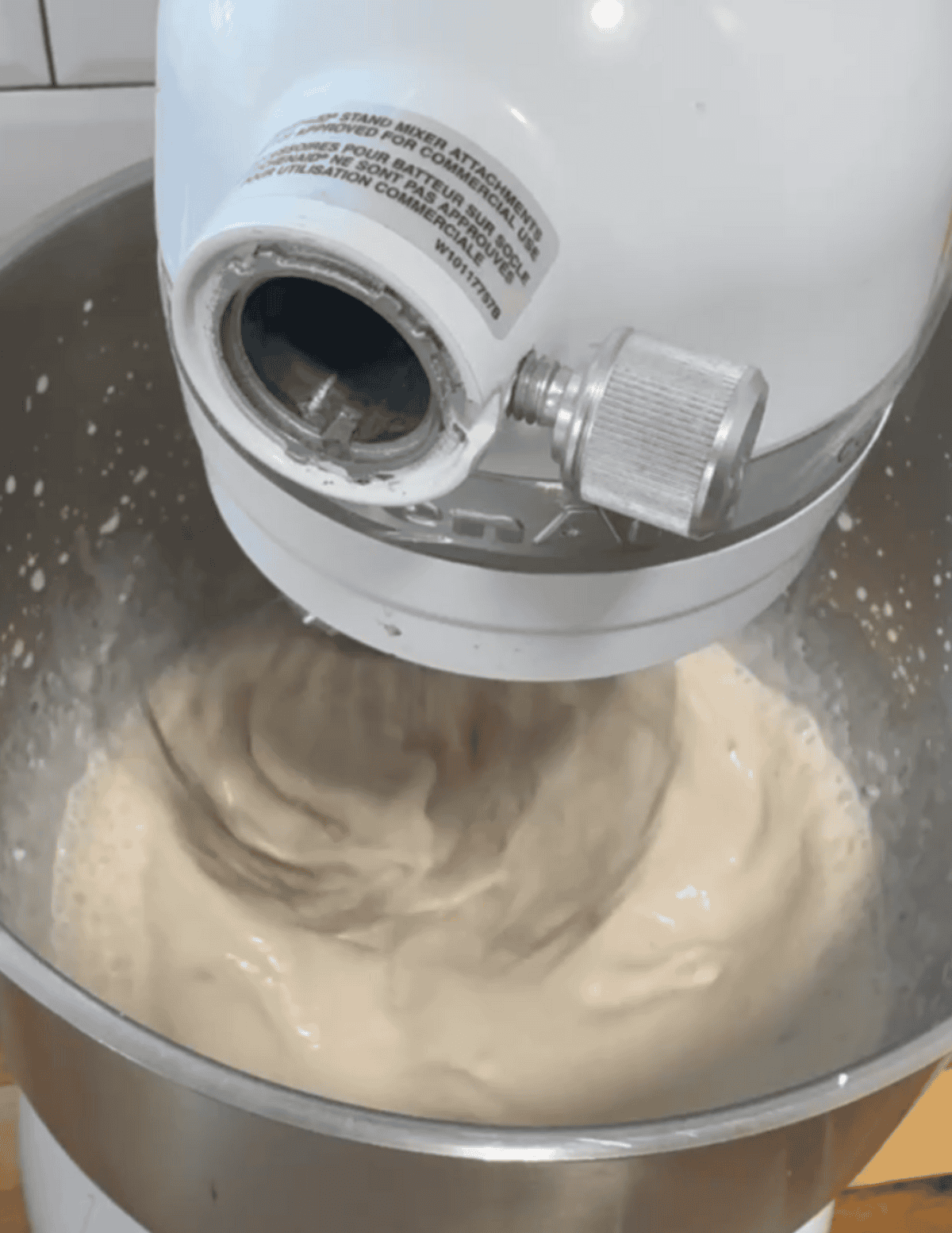 Mixer blending batter for fresh farm-made products.