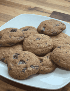 plate of chocolate chip cookies