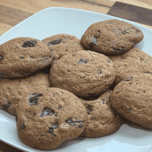 plate of chocolate chip cookies