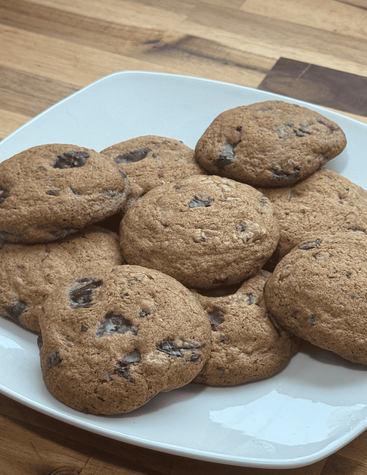 plate of chocolate chip cookies