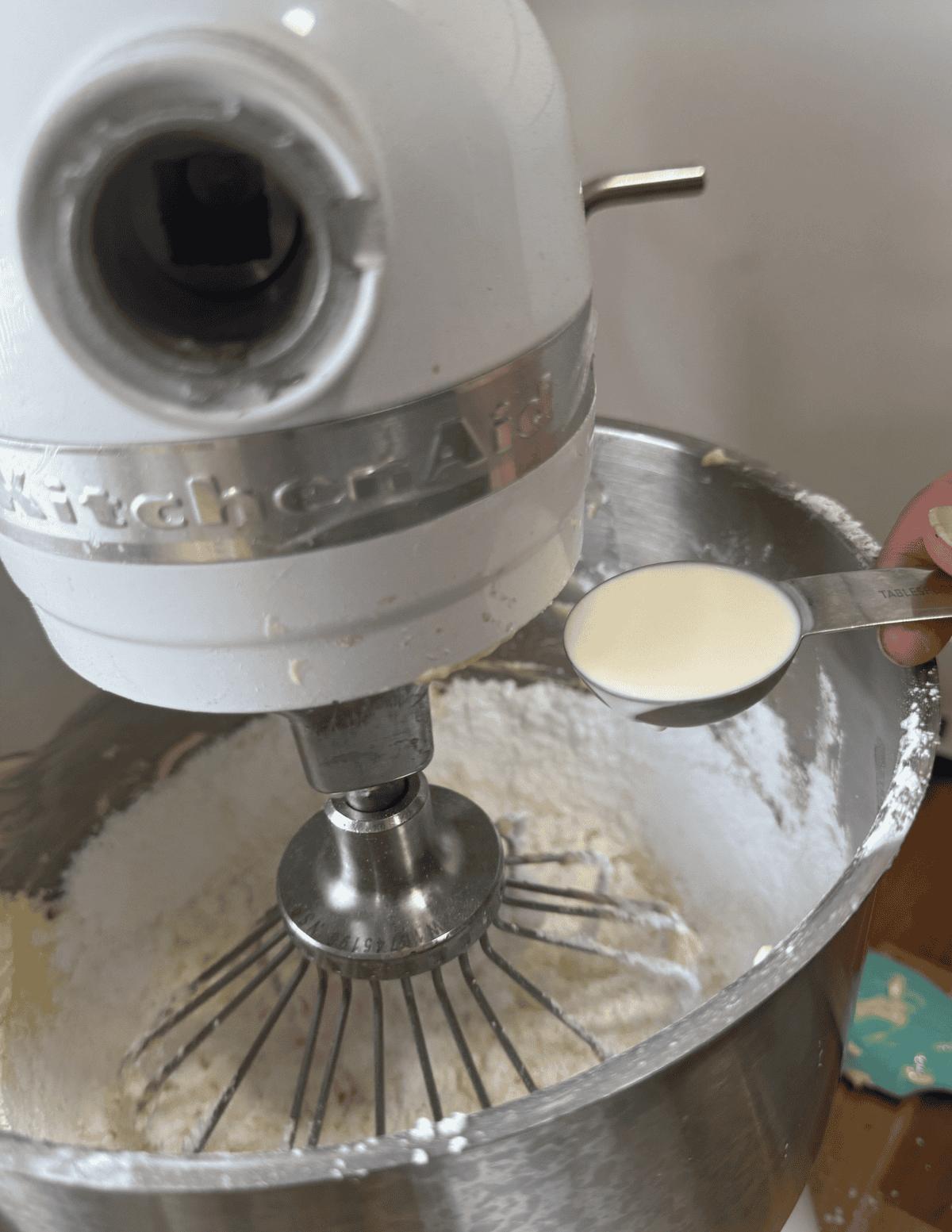 Stand mixer mixing dough for baking.