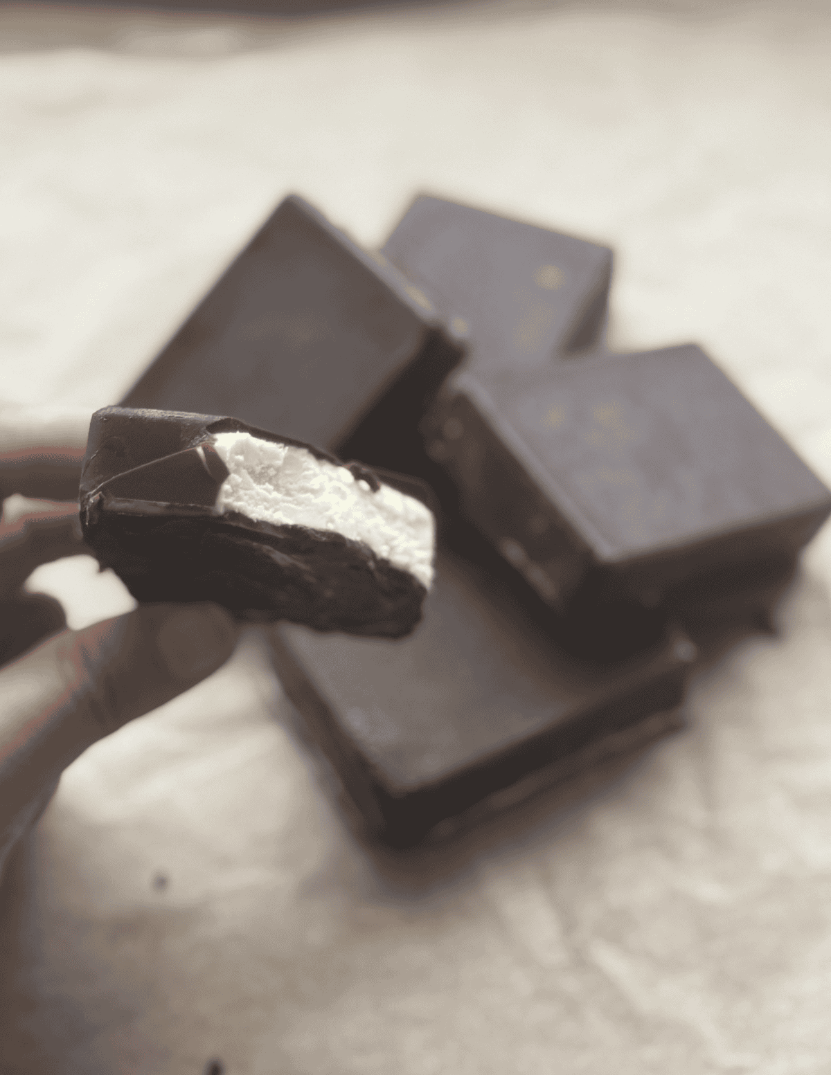 Delicious homemade chocolate cream bars with rich dark chocolate coating and creamy filling. Perfect.