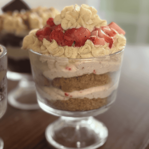 Delicious gluten-free ice cream nachos with homemade pizzelle cookies in a glass.